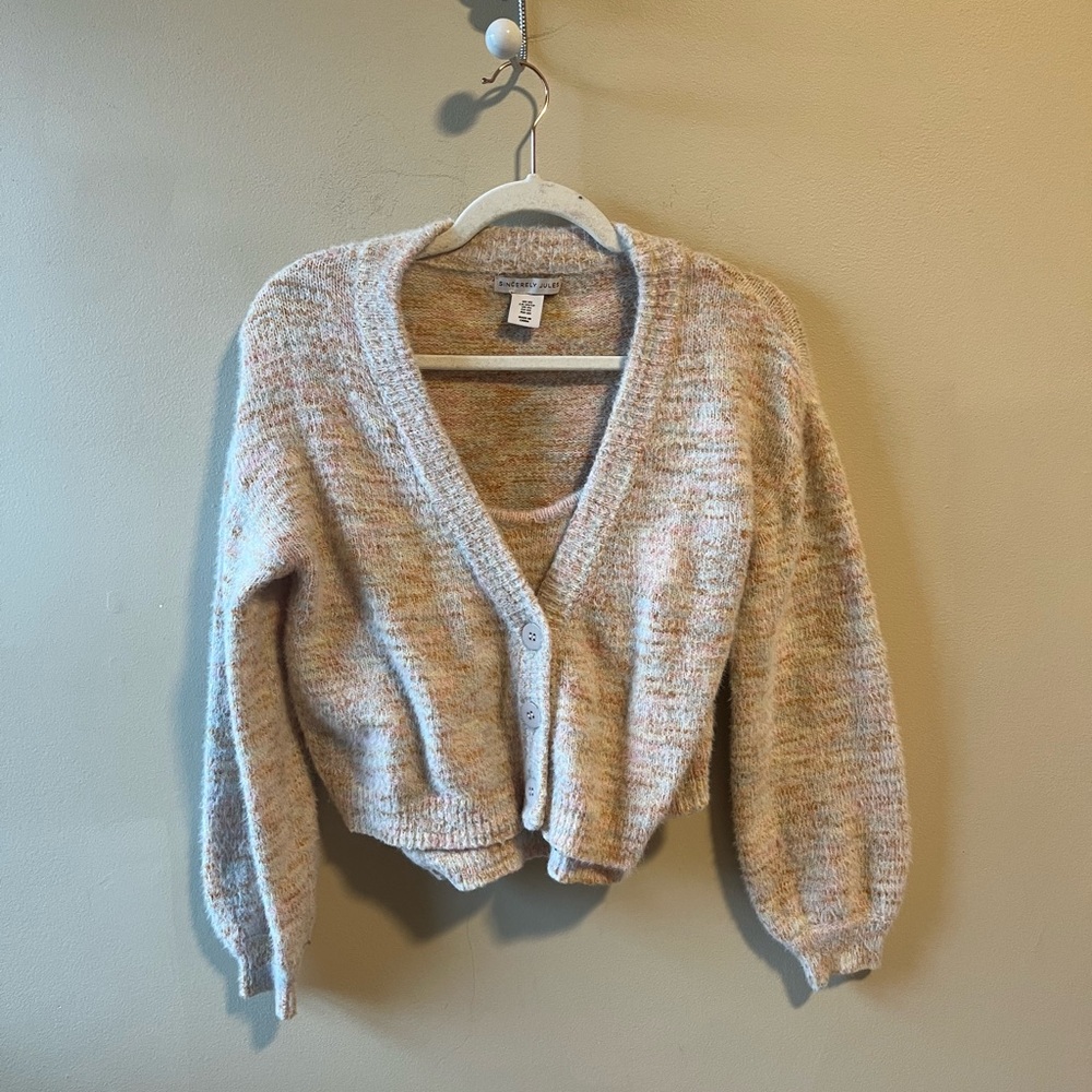 flawed* Sincerely Jules Cardigan and Sweater Tank set size XS